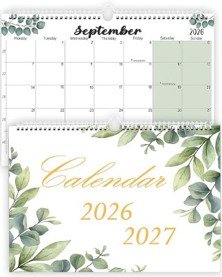 Wall Calendar 2026 2027 A4 Month to View, Calendar Planner Sep. 2026 - Dec. 2027, Family Academic Year Monthly Wall Planner for Holidays, Work Organisation & Scheduling